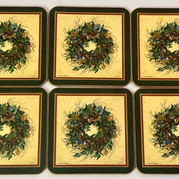 Vintage Pimpernel Holiday Coasters Set of 6 - Cork Back - Good Condition - Picture 2 of 16